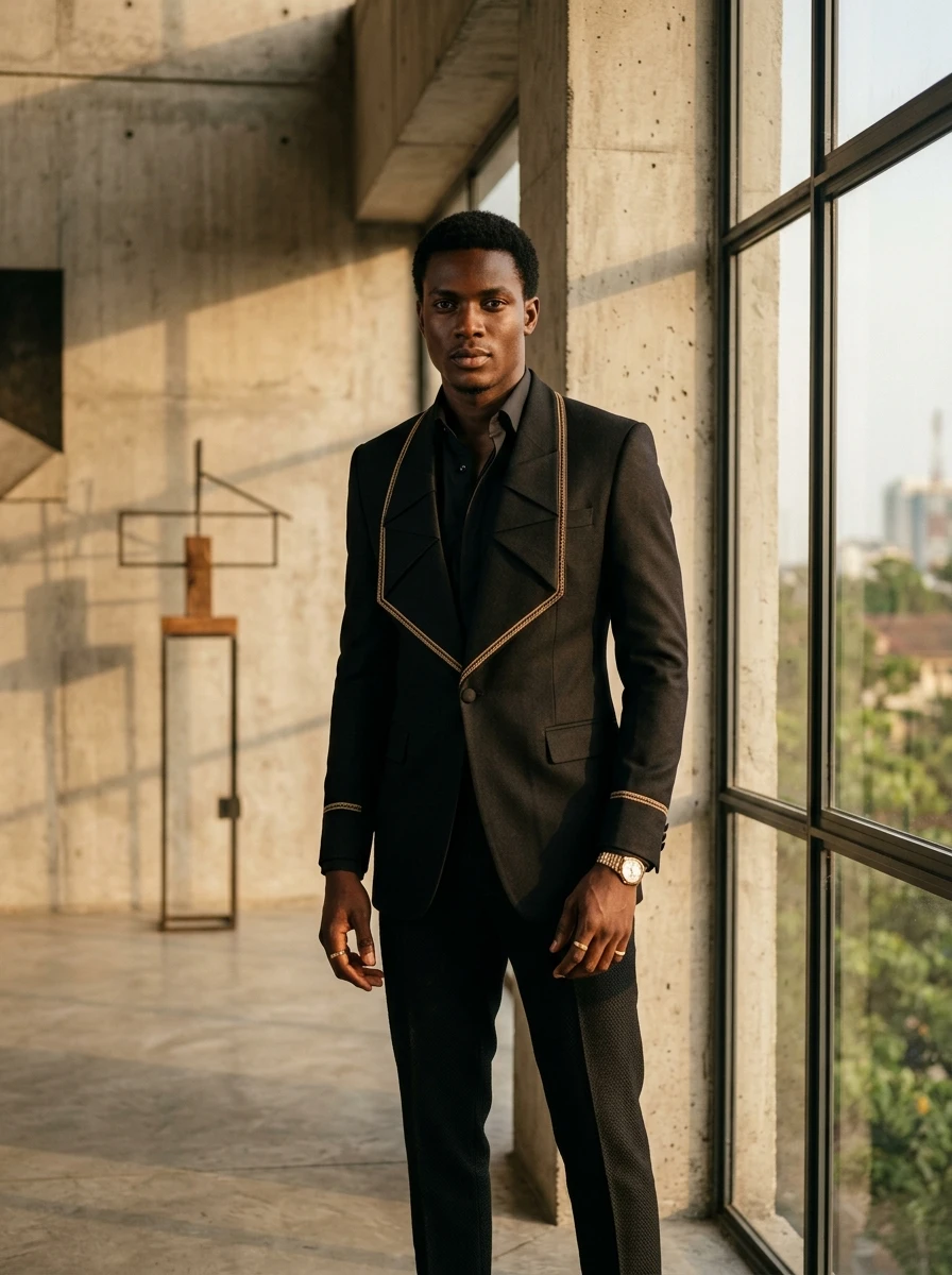 Samuel Ayomide luxury menswear editorial bespoke tailored suit